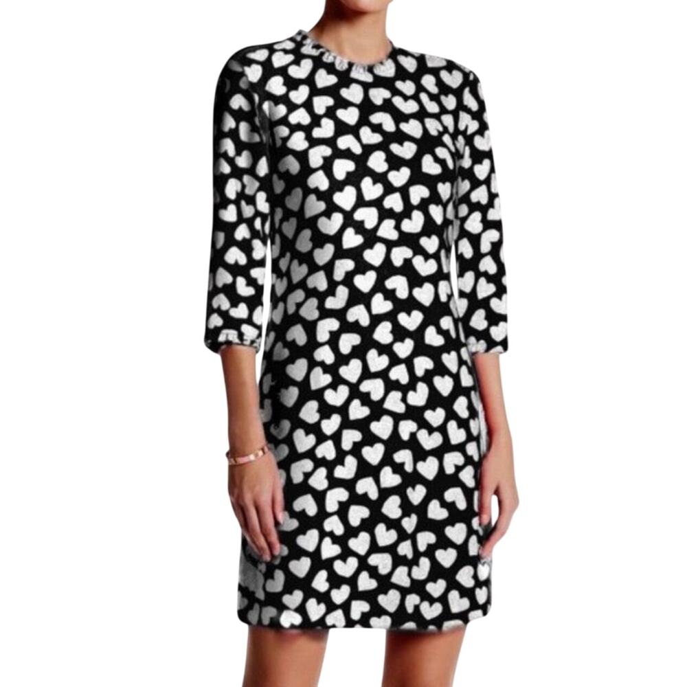 KATE SPADE Women’s Black and White Dancing Hearts Dizzy Mini Dress